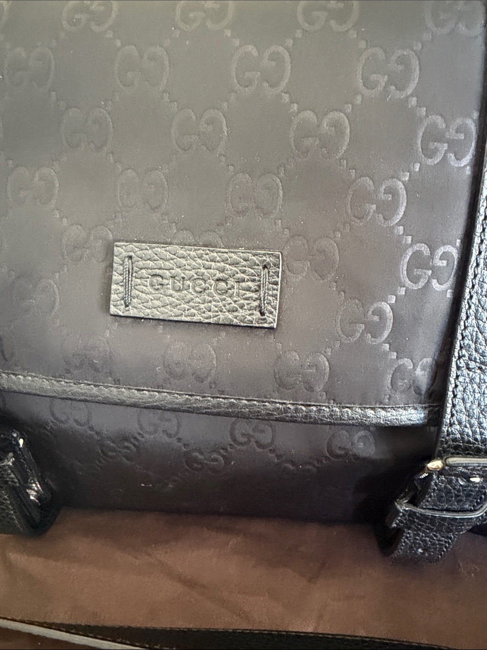 Gucci Black GG Nylon Messenger Bag with Leather Trim - Picture 5 of 13